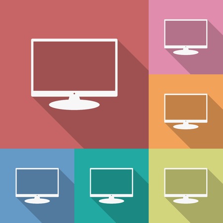 Icon of Monitor. Flat style. Long shadowのイラスト素材