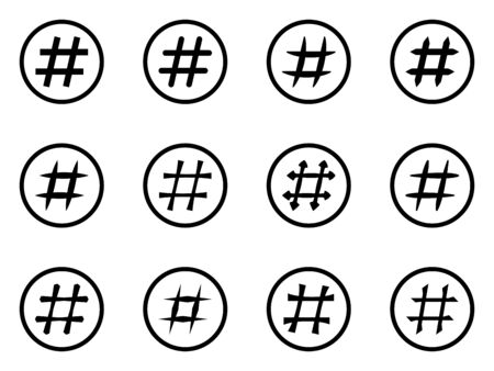 Icon Set of hashtags. Hashtag Symbolsのイラスト素材