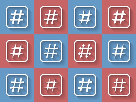 Icon Set of hashtags. Hashtag Symbolsのイラスト素材