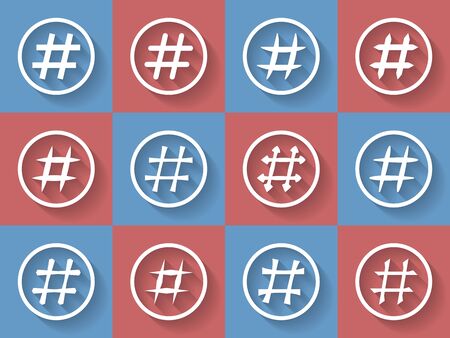 Icon Set of hashtags. Hashtag Symbolsのイラスト素材