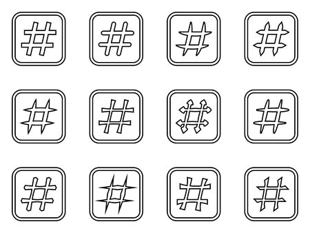 Icon Set of hashtags. Hashtag Symbolsのイラスト素材