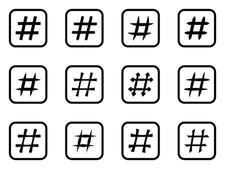 Icon Set of hashtags. Hashtag Symbolsのイラスト素材
