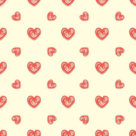 Seamless pattern from hearts. Grunge, hand drawn styleのイラスト素材