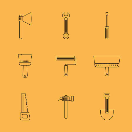 Set of work tools line icons, symbolsのイラスト素材