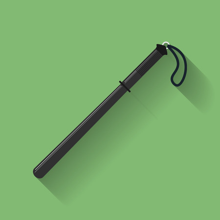 Icon of Police baton or police nightstick. Flat styleのイラスト素材