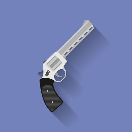 Icon of revolver pistol, gun. Flat styleのイラスト素材