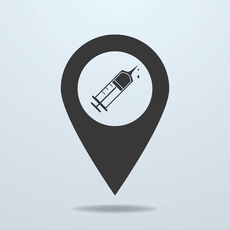 Map pointer with a syringe symbolのイラスト素材