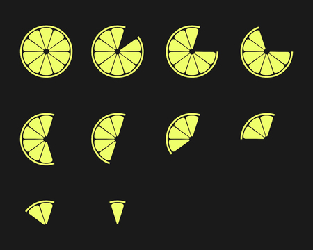 Citrus slices. Orange, lemon, lime and grapefruit slices vector icons setのイラスト素材
