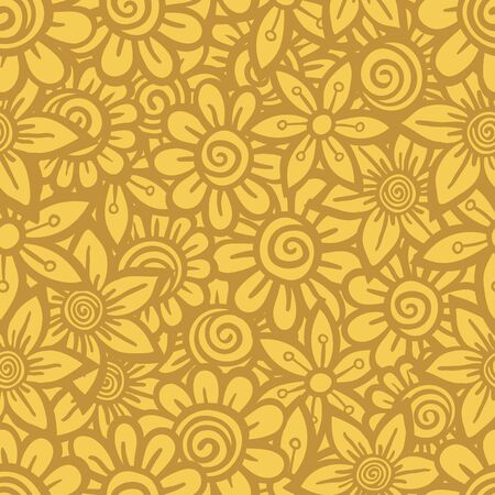 Hand drawn seamless Flower pattern. Doodle styleの写真素材