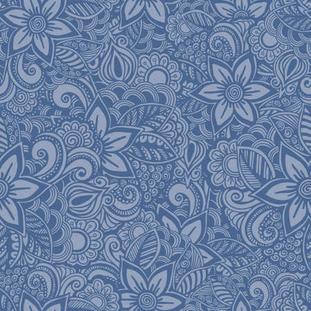 Hand drawn seamless Flower pattern. Doodle styleの写真素材