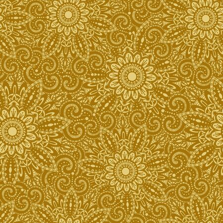 Hand drawn seamless Flower pattern. Doodle styleの写真素材