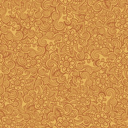 Hand drawn seamless Flower pattern. Doodle styleの写真素材