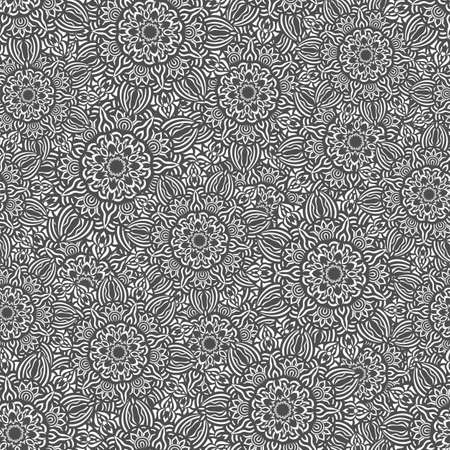 Hand drawn seamless Flower pattern. Doodle styleの写真素材