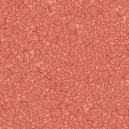 Hand drawn seamless Flower pattern. Doodle styleの写真素材