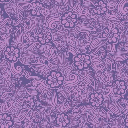 Hand drawn seamless Flower pattern. Doodle styleの写真素材