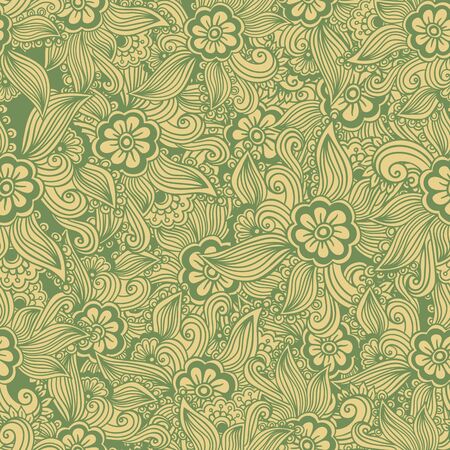 Hand drawn seamless Flower pattern. Doodle styleの写真素材