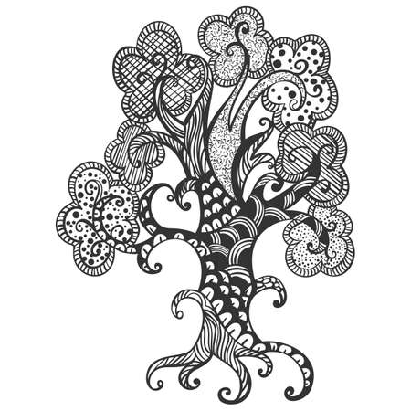 Hand drawn tree illustration. Doodle style. Vector illustrationの写真素材