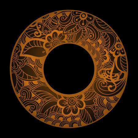 Hand drawn Flower frame or border. Doodle styleの写真素材