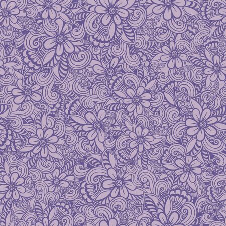 Hand drawn seamless Flower pattern. Doodle styleのイラスト素材