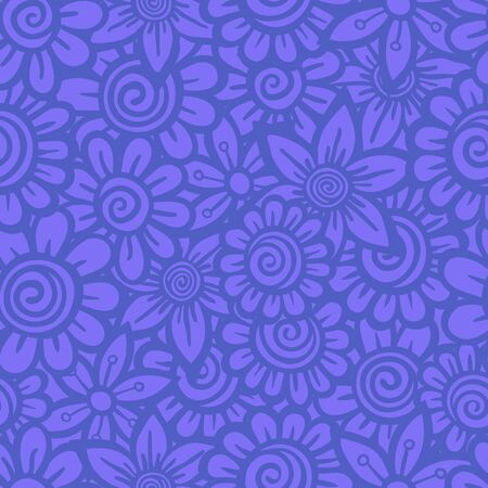 Hand drawn seamless Flower pattern. Doodle styleのイラスト素材