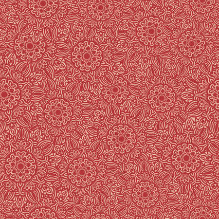 Hand drawn seamless Flower pattern. Doodle styleのイラスト素材