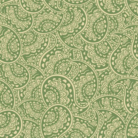 Hand drawn seamless Paisley pattern. Doodle styleのイラスト素材