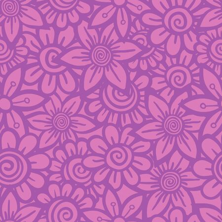 Hand drawn seamless Flower pattern. Doodle styleのイラスト素材