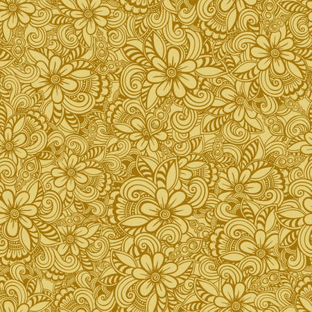 Hand drawn seamless Flower pattern. Doodle styleのイラスト素材