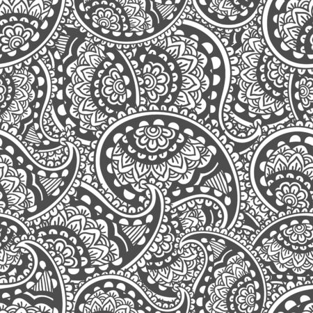 Hand drawn seamless Paisley pattern. Doodle styleのイラスト素材