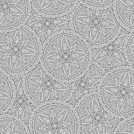 Hand drawn seamless mandala flowers pattern. Vector illustrationのイラスト素材