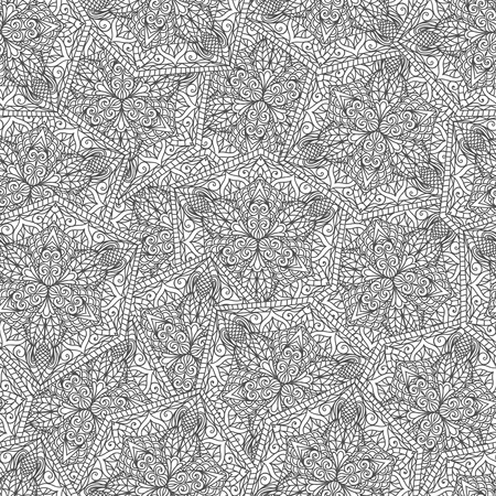 Hand drawn seamless Flower pattern. Doodle styleのイラスト素材