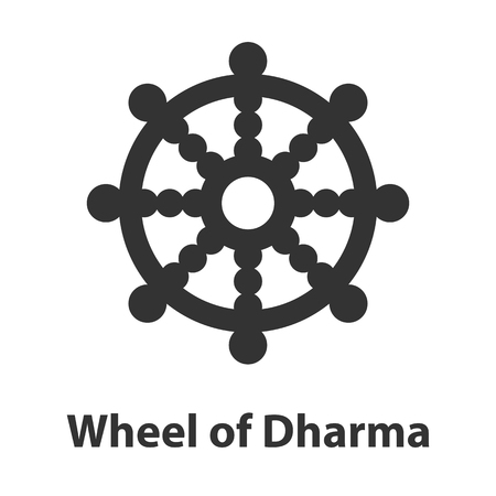 Icon of Wheel of Dharma symbol. Buddhism religion signのイラスト素材