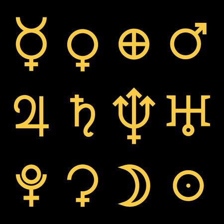 Zodiac and astrology symbols of the planetsのイラスト素材