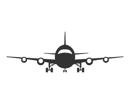 Icon of Plane. Airplane symbol front view. Aircraft vector silhouetteのイラスト素材
