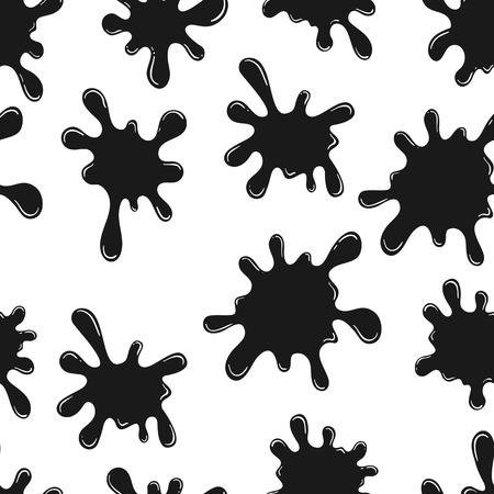 Set of ink Blots. Collection of drops and stains. Vector set of splash liquid and smudges. Paint Splatters. Endless seamless background, backdropのイラスト素材