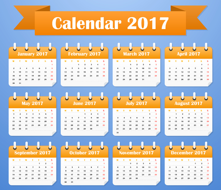 European Calendar for 2017. Week starts on Mondayのイラスト素材