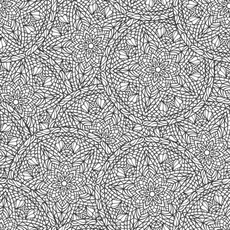 Hand drawn seamless mandala flowers patternのイラスト素材
