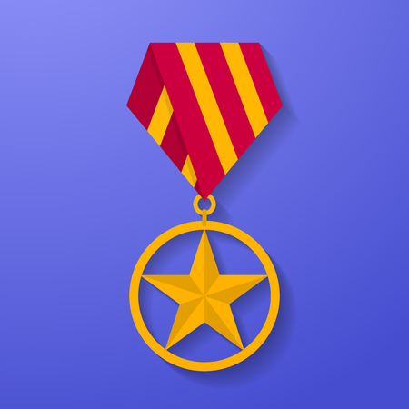 Star medal congratulation icon. Military badge. Golden award.のイラスト素材