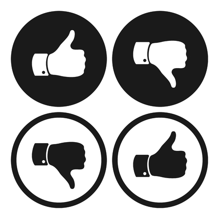 Thumb up and down symbols. Human hand icon. Sign of Like and Dislike. Voting good or bad signsのイラスト素材
