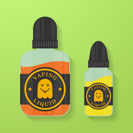 Icon of Vape liquid or juice with ghost silhouette. Electronic cigarette e-liquid bottles. Vector Vaping symbol.のイラスト素材