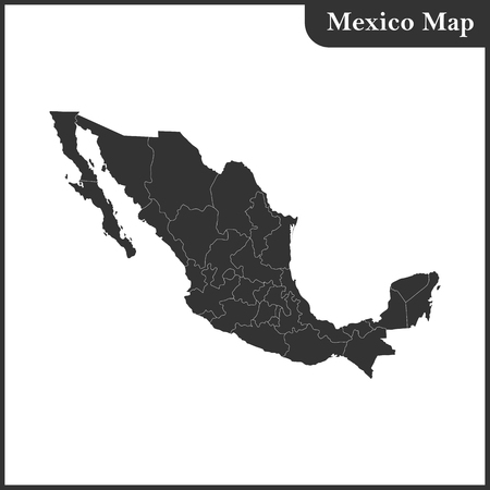 The detailed map of the Mexico with regionsのイラスト素材