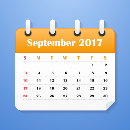 USA Calendar for September 2017. Week starts on Sunday.のイラスト素材