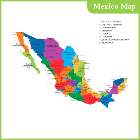 The detailed map of the Mexico with regions or states and cities, capitalsのイラスト素材