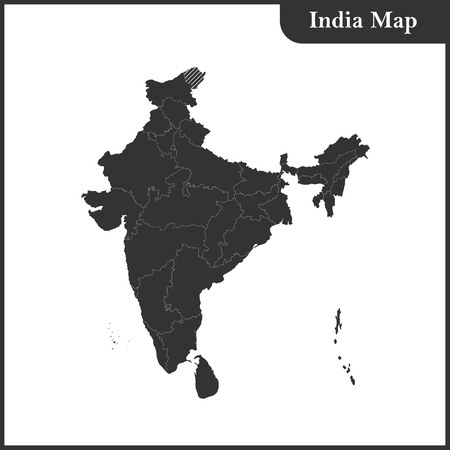 The detailed map of the India with regions and Sri Lankaのイラスト素材