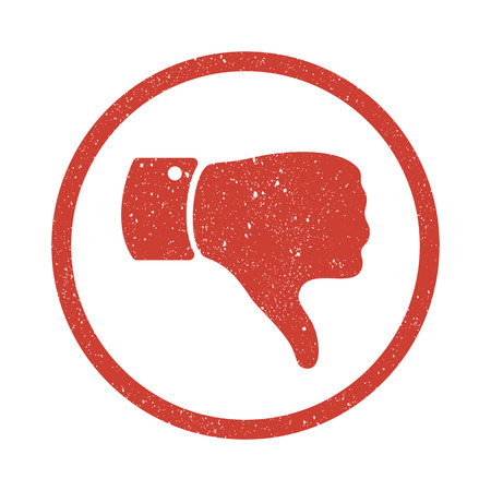 Grunge Thumb down symbol. Distressed Human hand icon. Sign of Dislike, bad or rejectのイラスト素材