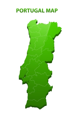 Highly detailed three dimensional map of Portugal with regions borderのイラスト素材