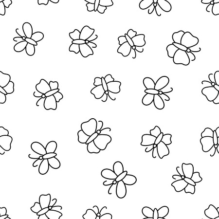 Seamless pattern with butterflies. Doodled vector endless backgroundのイラスト素材