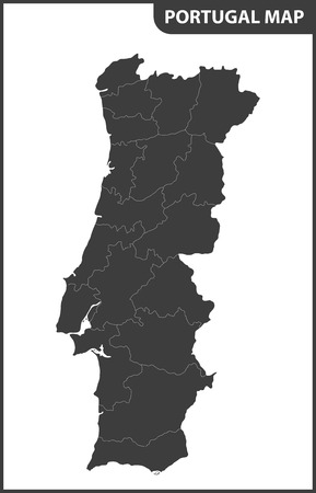 The detailed map of the Portugal with regionsのイラスト素材