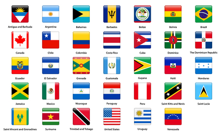 Flags of all countries of the American continentsのイラスト素材