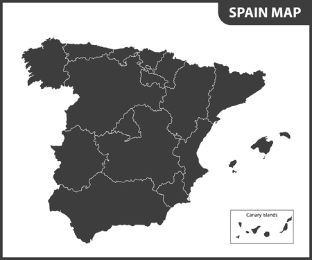 The detailed map of the Spain with regionsのイラスト素材